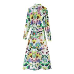 Style: Elegant Fit: Regular Fabric: Polyester Pattern: Floral Element: Belted,Split,Button Neckline: Collared Sleeve Type: Regular Sleeve Length: Long Sleeve Product Type: Maxi Dress,Shirt Dress,Split Dress,A Line Dress Occasion: Daily Dress/Skirt Length: Maxi Main Composition: Polyester Season: Spring/Fall Multicolor Shirt Dress For Beach In Spring, Multicolor Shirt Dress For Beach And Spring, Multicolor Shirt Dress For Spring Beach Occasion, Spring Multicolor Collared Shirt Dress, Spring Printed Button-up Dresses, Multicolor Button-up Shirt Dress For Summer, Printed Shirt Dress For Beach In Spring, Multicolor Button-up Shirt Dress For Spring, Multicolor Printed Shirt Dress For Vacation