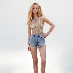 Brand New With Tags, Size 8 Light Ripped Jeans, Daisy Duke Shorts, Ripped Jean Shorts, High Rise Denim Jeans, Ripped Denim Shorts, Black Jean Shorts, White Denim Shorts, Zara Shorts, High Rise Denim Shorts