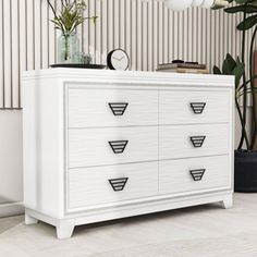 Whether you're looking to upgrade your main bedroom or furnish a cozy apartment, this space-saving dresser is an excellent choice that promises both functionality and elegance. Constructed from durable MDF and accented with sleek metal handles, this dresser is built to last and designed with safety in mind, featuring robust anti-tip devices. Each drawer offers ample storage, making it easy to organize and access your clothing and accessories, while maintaining a clutter-free environment. The uni Space Saving Dresser, Wooden Dresser, Glitter Decor, Living Room Cabinets, Bedroom Furniture Dresser, 6 Drawer Dresser, Bedroom Dressers, Dressers And Chests, Living Room Storage