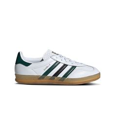 Once designed for indoor training, now prized for retro style. With rich roots in adidas history, these Gazelle shoes add nostalgic appeal to every stride. The iconic gum rubber outsole calls back to the original design while a smooth leather upper with a tumbled leather T-toe offers premium appeal. Two-tone 3-Stripes are an unexpected detail that feels playful and fresh. Regular fit Lace closure Leather upper with tumbled leather T-toe Synthetic lining Gum rubber outsole Imported Retro Adidas Skate Shoes With Gum Sole, Retro Adidas Skate Shoes With Rubber Sole, Adidas Retro Skate Shoes With Rubber Sole, Adidas Lace-up Sneakers With Rubber Heel Cap, Retro White Sneakers With Rubber Heel Cap, Adidas Retro Skate Shoes With Gum Sole, Retro Adidas Sneakers With Rubber Waffle Outsoles, Retro Adidas Sneakers With Gum Sole, Adidas Retro Sneakers With Gum Sole