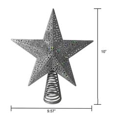 a large metal star with spirals on it's side and measurements for the height