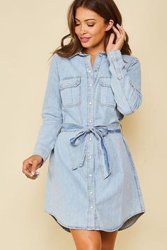 Peach Love Denim Belted Dress Belted Medium Wash Denim Dress, Casual Belted Denim Mini Dress, Trendy Belted Denim Dress, Medium Wash Belted Button-up Dress, Spring Medium Wash Belted Denim Dress, Medium Wash Belted Knee-length Denim Dress, Medium Wash Knee-length Belted Denim Dress, Belted Long Sleeve Denim Dress In Medium Wash, Knee-length Belted Medium Wash Denim Dress