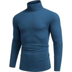 Lightweight Soft Ribbed Pattern Fabric Machine Wash Soft Ribbed Knitted Turtleneck T Shirts, Lightweight And Stretch Slim Fit Pullover Shirts, Bring Comfortable Wearing Experience. Men's Casual Basic Turtleneck Shirts, Classic Style Long Sleeve High Neck T Shirts, Solid Color Thermal Turtle Neck Tee Shirts, Slim Fit Pullover Sweater, Fashion And Modern. Matching Mens Turtle Neck Shirts With Jeans Or Pants For A Casual Look; Pairing This Lightweight Turtleneck Sweater With A Blazer Or Sport Coat, Blue Turtleneck Top For Fall, Blue Cotton Tops With Ribbed Collar, Blue Cotton Top With Ribbed Collar, Fitted Blue Turtleneck Sweater, Fitted Blue Turtleneck For Winter, Blue Fitted Turtleneck Sweater, Fitted Light Blue Winter Tops, Fitted Light Blue Tops For Winter, Fitted Light Blue Top For Winter