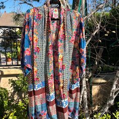 Johnny Was! Stunning Kimono. Only Worn Once. Blue Floral Print Kimono For Fall, Blue Long Sleeve Kimono With Floral Print, Blue Floral Print Long Sleeve Kimono, Johnny Was, Upcycle Clothes, Top Blouse, Womens Tops, Women Shopping, Blue