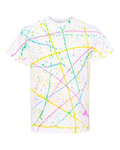 Splatter Tee - WHITE/ RAINBOW - S | Dyenomite Splatter T-Shirt in White/Rainbow Size Small | Cotton White T-shirt With Rainbow Print, Paint Splatter Shirt, Green Polo Shirts, White Linen Shirt, Linen Men, Mens Graphic T, White Rainbow, Cotton Polo Shirt, White Shirts