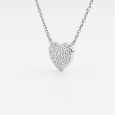 1/4 ctw Round Lab Grown Diamond Petite Pave Heart Pendant 14K White Gold FG, SI1+ White Gold Heart-shaped Necklace With Pave Setting, White Gold Heart Cut Necklace With Pave Setting, Formal White Gold Heart Necklace With Single Cut Diamonds, White Gold Heart Cut Diamond Necklace With Pave Setting, Wedding Heart Cut Diamond Necklace With Pave Setting, Heart Cut Pave Diamond Wedding Necklace, Heart Cut Diamond Necklace With Pave Setting For Wedding, Formal White Gold Heart Necklace With Vvs Clarity, White Gold Heart Necklace With Pave Setting