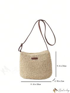 BirdinBag - Versatile Khaki Straw Bag - Adjustable Strap, Perfect for Vacation Crochet Bags Purses, Straw Tote, Tapestry Crochet, Knitting Accessories, Style Minimalist, Bag Bag, Crochet Tutorial, Crochet Bag, Straw Bag