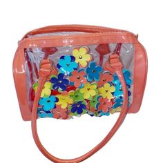 Disney Parks | Clear Plastic Bag Attached Flowers Peach, Yellow, Blue, Green Adorable And Never Used! This Would Be A Great Barbie Bag, Doll Bag, Any Toy Bag. Bring Along In The Car, Take With You On Vacation. Will Hold A Lot! Multicolor School Bag For Spring, Playful Multicolor Spring Bags, Casual Plastic Shoulder Bag For School, Casual Pink Plastic Bag, Casual Pink Plastic Bags, Trendy Orange Shoulder Bag For School, Cute Pink Plastic Bag, Multicolor Plastic Travel Bag, Playful Bags For Spring Playtime