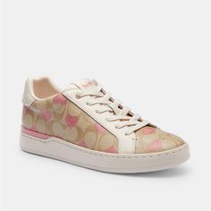 Product Details: Signature Coated Canvas And Leather Upper Fabric Lining And Footbed Rubber Outsole Lace-Up Closure Style No. Cp871 Coach Slip On Sneakers, Coach Shoes Women, Coach Outlet, Signature Canvas, Shoe Clips, Pink Shoes, Coach Shoes, Cute Shoes, Womens Shoes Sneakers