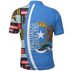 Somalia Flag and Kente Pattern Polo ShirtAll of our Polo Shirt are custom-made-to-order and handcrafted to the highest quality standards. Crafted in 95% polyester, 5% spandex with your own design which combines comfort and vogue. This shirt has some great features, it has 3 buttons, elastic collar, and cuffs. 12.35 Oz. Made from polyester fabric. 3 buttons, elastic collar, and cuffs. Extremely soft to the touch, durable and breathable. Machine wash cold. The print on the garment body is unable t Somalia Flag, Kente Pattern, Rugby, Color Variations, Polyester Fabric, Polo Shirt, Sports Jersey, Size Chart, Flag