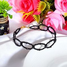 Genuine Black Spinel Bracelet Beaded Black Spinel Jewelry - Etsy Bosnia and Herzegovina Handmade Black Crystal Bracelet, Adjustable Black Beaded Chain Choker, Faceted Black Crystal Bracelet Gift, Black Crystal Jewelry With Black Beads, Black Stone Jewelry For Party, Adjustable Black Crystal Bracelet For Party, Black Round Beads Bracelets For Party, Black Crystal Jewelry With Faceted Beads, Adjustable Gemstone Beads Jewelry For Party