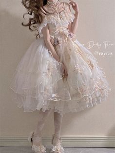 Type: Lolita DressesSleeve Length(cm): ShortMaterial: PolyesterGender: WOMENSpecial Use: Costumes Trendy Summer Fits, Apricot Dress, White Vintage Dress, Trumpet Dress, Dress Sleeve Length, Japanese Dress, Fashion Design Dress, Wedding Dresses For Girls, Princess Wedding Dresses