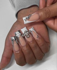 Sagittarius Nails, Diamond Nail Designs, Grey Acrylic Nails, Nail Time, Edgy Nails, Beige Nails, Gel Nails Diy