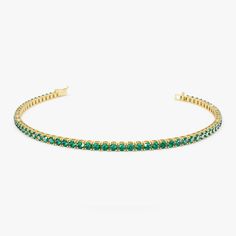 14k Prong Setting Emerald Tennis Bracelet – FERKOS FJ Emerald Tennis Bracelet, Bracelet White Gold, Emerald Bracelet, Bracelet Wedding, Gold Armband, Wedding Jewelry Bracelets, Birthstone Gifts, Ruby Jewelry, Layered Bracelets