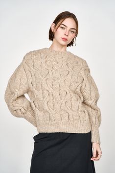 HANDMADE EDITION hand knit by women in peru, this is one of the most special pieces we've ever made. throw this luxe and cozy sweater over jeans or a dress– this is a winter essential. each piece takes 38 hours to knit. sheared responsibly from mountain roaming alpaca in the andes. fair trade certified. 70% baby alpaca, 7% merino wool, 23% recycled polyamide care: hand wash in cool water using minimal gentle soap. do not bleach. do not wring. dry flat. or, dry clean with any solvent except trich Knitting Cables, Knitwear Fashion, Pajama Robe, Winter Essentials, Cozy Sweater, Baby Alpaca, Cozy Sweaters, Sweater Jacket, Fair Trade