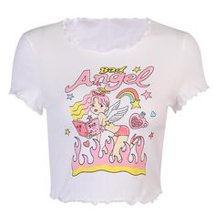 Cartoon Angel Girl Crop Top Unleash your inner bad girl with our Bad Angel Girl Crop Top. Made with high-quality materials, this crop top features a cute and edgy design that is sure to turn heads. Perfect for adding a touch of kawaii to any outfit. Embrace your wild side and stand out from the crowd with our Bad Angel Girl Crop Top. Size:? S: Bust: 80-88cm/ 31.5-34.6 in, Length: 41cm/ 16.1 in, Sleeves: 13cm/ 5.1 in? M: Bust: 84-92cm/ 33.1-36.2 in, Length: 42cm/ 16.5 in, Sleeves: 13.5cm/ 5.3 in? L: Bust: 88-96cm/ 34.6-37.8 in, Length: 43cm/ 16.9 in, Sleeves: 14cm/ 5.5 inMaterial: Cotton, Polyester Angel Crop Top, Bad Angel, Cartoon Angel, Crop Top Styles, Egirl Fashion, Edgy Streetwear, Edgy Design, Streetwear Essentials, Angel Girl