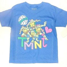 Teenage Mutant Ninja Turtles Boys Girls T-Shirt Tmnt Size 5-6 Nwt Blue T-shirt With Character Print For Spring, Light Blue T-shirt With Cartoon Print For Spring, Blue Cartoon Print Shirt For Spring, Blue Fun T-shirt For Playtime, Cute Shirt With Graphic Print For Playtime, Green Character Print T-shirt For Playtime, Multicolor Shirt With Graphic Print For Playtime, Cute Green T-shirt For Playwear, Fun Character Print Tops For Playtime