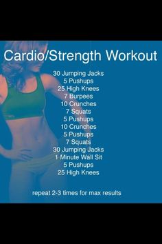 the cardio / strength workout for women is shown in blue and green with an image of