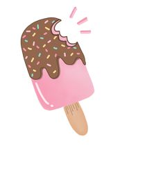 an ice cream cone with sprinkles and chocolate frosting, on a white background