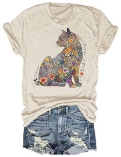 PRICES MAY VARY. Cat Mom Shirt For Women Casual Short Sleeve Floral Cat Animal Lover Shirt Graphic Tees Tops Material: soft material; Lightweight, soft and breathable. Style:Round Neck Tops, short sleeve T-Shirt, graphic tshirt, casual tops, funny cute tees. Suitable for matching pants, leggings, skirts, shorts, jeans, and so on. As different computers display colors differently, the color of the actual item may vary slightly from the above images, thanks for your understanding. Shirt For Women Casual, Cute Tees, Cat Mom Shirt, Animal Graphic Tee, Cat Mom Shirts, Tops Short Sleeve, Floral Cat, Cat Animal, Animal Graphic