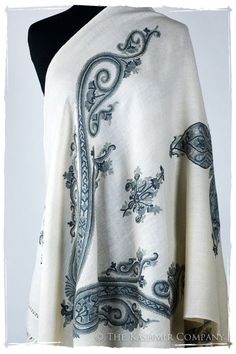 Celestial Christine Royale Paisley Shawl — Seasons by The Kashmir Company Shawl Embroidery, Subtle Embroidery, Hand Dyed Shawl, Paisley Shawl, Gala Events, Square Silk Scarf, Embroidery Gifts, European Women, Cashmere Shawl