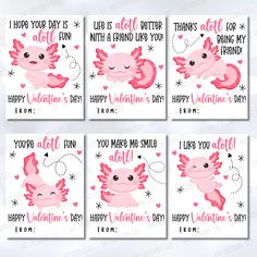 valentine's day cards with pink hearts and angel wings