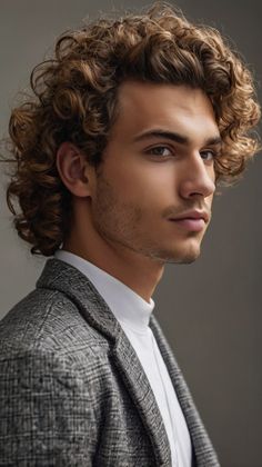 Edgy hairstyles for men curly hair for Curly Mullet 💫 Curly Faux Hawk, Mullet Hairstyles, Edgy Hairstyles, Side Swept Curls, Medium Curls