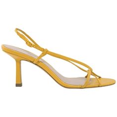 Studio Amelia Ladies Sandals. SKU: F004 TURMERIC. Color: Turmeric. Shoe Style: Slingbacks. Upper Material: Leather. SoleMaterial: Leather. Studio Amelia Entwined 70 Leather Slingback Sandals. The Entwined sandals are crafted with seamless leather slingback straps for a buttery soft finish. Slingback buckle closures. Please visit the brand website for sizing information. Size: 7.  Gender: female.  Age Group: adult. Yellow Slingback Sandals With Removable Insole, Summer Pointed Toe Slingback Sandals With Heel Loop, Summer Slingback Pumps With Heel Strap, Spring High Heel Slingback Sandals With Strap, Spring High Heel Slingback Sandals, Strappy Slingback Sandals For Summer Evenings, Summer Evening Slingback Sandals With Straps, Strappy Slingback Sandals For Evening In Summer, Spring Strappy Slingback Pumps