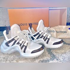 Barely Worn! The Price On These Sneakers Increase Every Year. Snag Them While They’re Reasonably Priced! All Original Boxing Included. Louis Vuitton Archlight, Shoes Louis Vuitton, Louis Vuitton Shoes, Womens Shoes Sneakers, Boxing, Shoes Sneakers, Color White, Size 7, Louis Vuitton