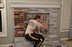 How to Whitewash Brick - Our Fireplace Makeover - Loving Here Painting A Brick Fireplace, White Wash Brick Fireplace, Red Brick Fireplaces, Painted Brick Fireplaces, Fireplace Update, Paint Fireplace, White Wash Brick, Brick Fireplace Makeover