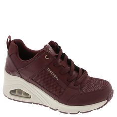 PRICES MAY VARY. Skechers Memory Foam cushioned comfort insole Skech-Air visible air-cushioned midsole Lace-up wedge fashion sneaker design Flexible traction outsole