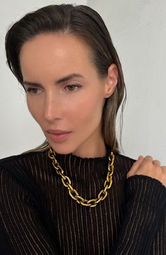 Whether in a stack or shining solo, this chunky chain necklace will add a twist of texture to any look. Lobster clasp closure 18k-gold plate or 14k-gold plate Imported Chunky Chain Necklace, Chunky Chain Necklaces, Signature Design, Lobster Clasp, 18k Gold, Chain Necklace, Gold Plate, Gold Necklace, Twist