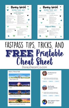 the free printable disney world vacation checklist is shown in three different colors and sizes