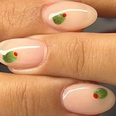 Martini Nail Art, Trending Color Aesthetic, Fruit Inspired Nails, 1960s Nails, Lucky Nails, Martini Nails, Now Nails, Pool Nails, Olive Nails