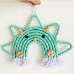 Diy Macrame Projects, Macrame Wall Hanger, Simple Macrame, Rainbow Macrame, Yarn Wall Art, Diy Baby Gifts