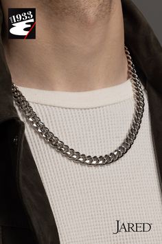 A timeless gift he'll cherish forever: a stunning Cuban link chain necklace from the 1933 By Esquire Men's collection. Fashioned in sterling silver, this online-only curated collection by Jared is perfect for elevating his style and making him feel extra special this summer. Silver Cuban Link Chain, Friend Gift Ideas, Cuban Link Chain Necklaces, Link Chain Necklace, Timeless Gifts, Sterling Silver Mens, Cuban Link Chain, Men's Necklace, Cuban Link