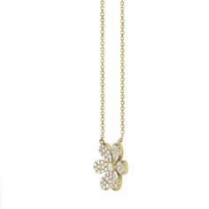 14kt Yellow Gold Diamond Pave Flower Necklace: 0.38cts of round diamonds Flower-shaped Diamond Necklace With Single Cut Diamonds, Flower Shaped Diamond Necklace With Single Cut Diamonds, Diamond Necklace With Single Cut Flower-shaped Diamonds, Flower Shaped Brilliant Cut Diamond Necklace, Flower-shaped Brilliant Cut Diamond Necklace, Yellow Gold Brilliant Cut Diamond Flower Pendant Necklace, Yellow Gold Diamond Necklace With Flower Accents, Yellow Gold Diamond Necklace With Brilliant Flower Cut, Elegant Round Yellow Gold Flower Necklace