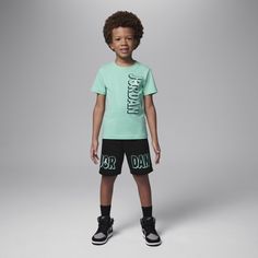 When it comes to play, kiddos always rise to the occasion, so put them in this 2-piece set designed for warm weather fun. The jersey knit tee has a regular fit and a tagless neck for easy wear. The matching French Terry shorts have a stretch waistband that provides a comfy fit littles can get active or get cozy on the couch in. Casual Crew Neck T-shirt For Playwear, Summer Athleisure T-shirt For Playwear, Playful Sports T-shirt For Summer, Casual Letter Print T-shirt For Play, Casual T-shirt With Letter Print For Play, Sporty T-shirt For Playwear In Spring, Sporty T-shirt For Spring Playwear, Sporty Spring T-shirt For Playwear, Cotton Athleisure T-shirt For Playwear