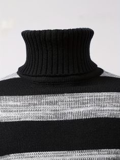 Length:RegularDetails:NonePatterned:StripedSheer:NoFabric:Slight StretchCollar Style:High neckSeasons:All-seasonCare Instructions:Hand wash or professional dry cleanStyle:CasualOther Material:AcrylicMaterial:AcrylicComposition:100% AcrylicWeaving Method:Knit FabricItem ID:YT16110 There maybe 1-2 cm deviation in different sizes, locations and stretch of fabrics. Size chart is for reference only, there may be a little difference with what you get. There are 3 kinds of elasticity: High Elasticity ( Black Knit Sweater For Layering, Black Sweater With Ribbed Cuffs For Fall, Black Knitted Sweater For Layering, Black Turtleneck Outerwear, Black Ribbed Cuffs Sweater For Fall, Black Turtleneck Sweater For Fall, Black Sweater For Fall Layering, Fitted Black Knitted Sweater, Black Knitted Crew Neck Outerwear