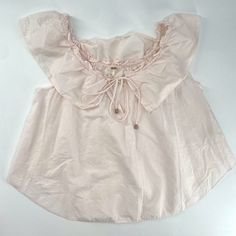 Flowy Loose Fit Lightweight Sleeveless Ruffle On Or Off The Shoulder With Bow Tie In Front Light Pink Blush Color Fashion Coquette, Light Pink Blush, Empire Waist Tops, Sleepy Head, People Women, Asian Outfits, Hilton Head, Pink Blush, Blush Color