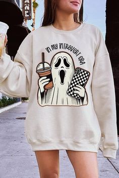 In My Introvert Era Spooky Graphic Fleece Sweatshirts.Unisex Crew Neck Long Sleeve Sweaters Knits.Crafted from premium materials, tailored to your lifestyle, ensuring a comfortable fit for any occasion.Family Group Uniforms Birthday Party Gift Concert Festival Events.High Quality Direct To Film Printed Graphic Design.50%COTTON,50%POLYESTERNICARAGUAMade In: Nicaragua White Sweatshirt For Fall Leisure, Graphic Print Fleece Sweatshirt For Leisure, Leisure Fleece Sweatshirt With Graphic Print, White Sweater For Leisure In Fall, Casual Cream Fleece Sweatshirt, Fall Graphic Print Sweatshirt For Leisure, White Fleece Sweatshirt For Leisure, Cozy White Sweatshirt With Graphic Print, Cream Graphic Print Sweatshirt For Loungewear