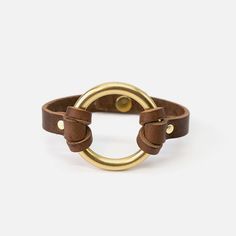 Chinati O-Ring Bracelet – Range Leather Co Everyday Jewelry With Leather Strap, Leather Strap Jewelry For Everyday Use, Chic Gold Jewelry With Leather Strap, Everyday Gold Jewelry With Leather Strap, Gold Leather Cuff Jewelry, Classic Everyday Leather Jewelry, Classic Brown Cuff Jewelry, Classic Round Leather Jewelry, Adjustable Gold Leather Bracelet With Brass Hardware