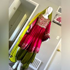 It Is Totally New And Unused Dress With Long Scarf And Pantsvery Beautiful For Weedings It Fits On M And L Sizes Festive Pink Fitted Dress, Traditional Fitted Pink Dress, Fitted Traditional Pink Dress, Pink Summer Dress With Dupatta, Summer Pink Dress With Dupatta, Pink Summer Dresses With Dupatta, Fitted Pink Dress For Festive Occasions, Pink Anarkali Dress For Summer, Fitted Pink Anarkali Dress