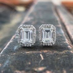 2.25 Ct Emerald Cut Earrings, Halo Stud Earrings, Wedding Earrings, Emerald Stud Earrings, bridesmaids earring, Bridal Earrings For Women M E T A L - Solid 925 Sterling Silver / White Gold / Yellow Gold / Rose Gold - Rhodium Plated M A I N S T O N E - Main Stone Type : CZ - Cubic Zirconia - Main Stone Shape : Emerald Cut - Main Stone Clarity : VVS1 - Main Stone Color : D - White - Main Stone Size : 7 x 5 mm Each (1.00 Ct) - Total Carat Weight : 2.25 Ct S I D E S T O N E - Side Stone Type : CZ - Gia Certified Diamond Earrings For Wedding, Emerald Cut Halo Earrings For Wedding, Emerald Cut Halo Earrings For Anniversary, Emerald Cut Halo Setting Earrings For Wedding, Emerald Cut Halo Setting Wedding Earrings, Emerald Cut Earrings With Halo Setting For Anniversary, Emerald Cut Diamond Earrings With Halo Design For Wedding, Gia Certified Emerald Cut Diamond Earrings For Wedding, Emerald Cut Halo Setting Earrings For Anniversary