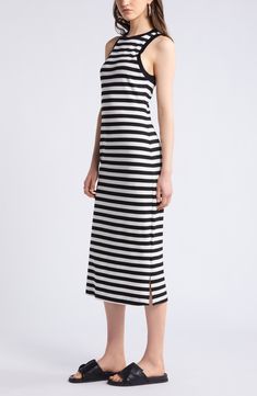 Slip into the sunny season in a sleeveless knit dress you'll wear on endless repeat. 47" length (size Medium) Crewneck Sleeveless Unlined 59% rayon, 36% nylon, 5% spandex Machine wash, dry flat Imported Nordstrom Cotton Spring Dress, Nordstrom Fitted Sleeveless Dress, Fitted Sleeveless Nordstrom Dress, Spring Striped Knee-length Sleeveless Dress, Chic Nordstrom Midi Dress, Casual Striped Midi Sleeveless Dress, Casual Striped Sleeveless Midi Dress, Spring Striped Sleeveless Midi Dress, Striped Sleeveless Midi Dress For Spring