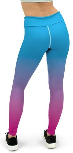 Ombre Blue to Pink Yoga Pants Hot Jeans Outfit, Comfortable Yoga Pants, Blue Yoga Pants, Pink Yoga Pants, Pink Yoga, Hot Jeans, Squat Proof, Yoga Shorts, Blue Ombre