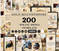 a collage of photos with the words gold multipurpose social media templates