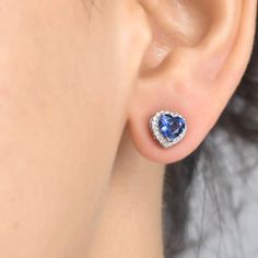 Blue sapphire diamond heart studs earring gold | Natural 5MM heart blue sapphire halo diamond stud tops earrings gold | Blue sapphire studs  GEMSTONE DETAILS : ✦ Gemstone : Blue Sapphire ✦ Gemstone Type : Natural ✦ Gemstone Size : 5.00 MM ✦ Gemstone Shape : Heart ✦ Number of Gemstones : 2 ✦ Gemstone Weight : 1.20 Carats ✦ Gemstone Grade : AAA DIAMOND DETAILS : ✦ Diamond Type : Natural ✦ Diamond Size : 1.00 mm ✦ Diamond Color : F-G ✦ Diamond Clarity : Slightly included ✦ Diamond Cut : Excellent - Blue Sapphire Diamond Earrings As Gift, Gift Blue Sapphire Diamond Earrings, Sapphire Diamond Earrings With Diamond Accents As A Gift, Sapphire Diamond Earrings With Accents As Gift, Blue Diamond Earrings For Gift, Gift Sapphire Diamond Earrings, Gift Blue Diamond Earrings, Brilliant Cut Sapphire Diamond Earrings As Gift, Sapphire Diamond Earrings With Brilliant Cut For Gift