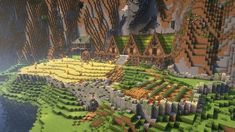 Minecraft Hill Base Ideas, Minecraft Hill Farm, Minecraft Island Base, Minecraft Kingdom Layout, Villager Trading Hall Minecraft, Minecraft Terraforming, Minecraft Market, Minecraft Kingdom, Minecraft Structures