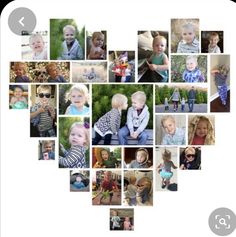 a heart shaped photo collage with many different pictures and words in the shape of a heart